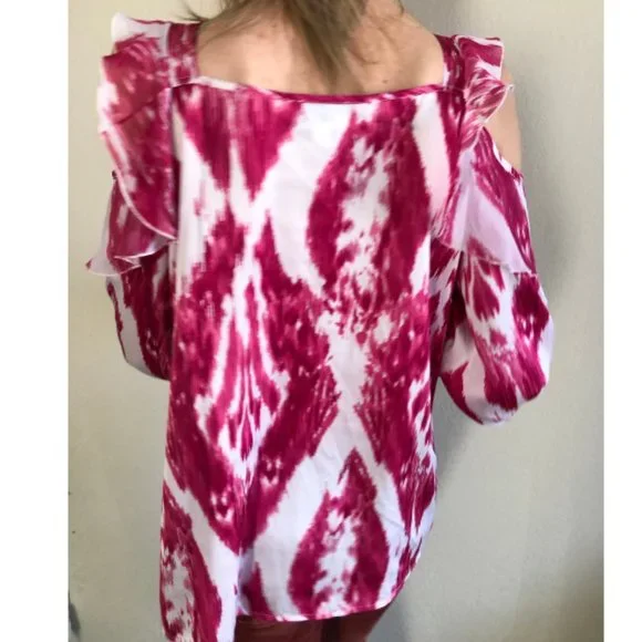 Hot in Hollywood | Women's cold shoulder ruffle top tunic - Picture 6 of 14